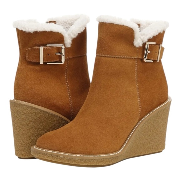 FRANCO SARTO Women's Ulayna Water-Resistant Suede Fleece Wedge Bootie Size 8 - Picture 1 of 12